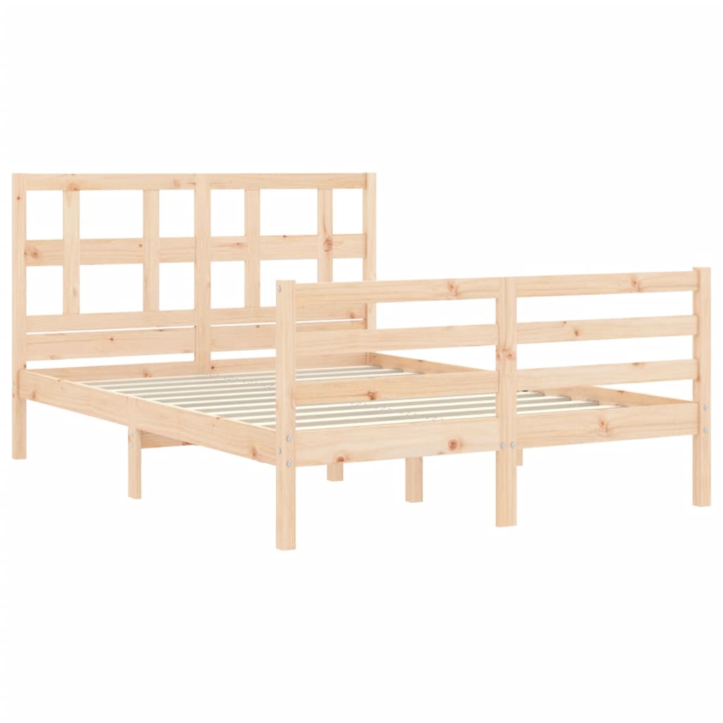 Solid wood bed frame without mattress