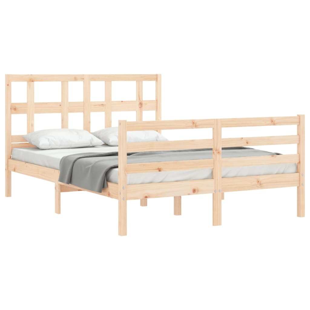 Solid wood bed frame without mattress