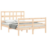 Solid wood bed frame without mattress