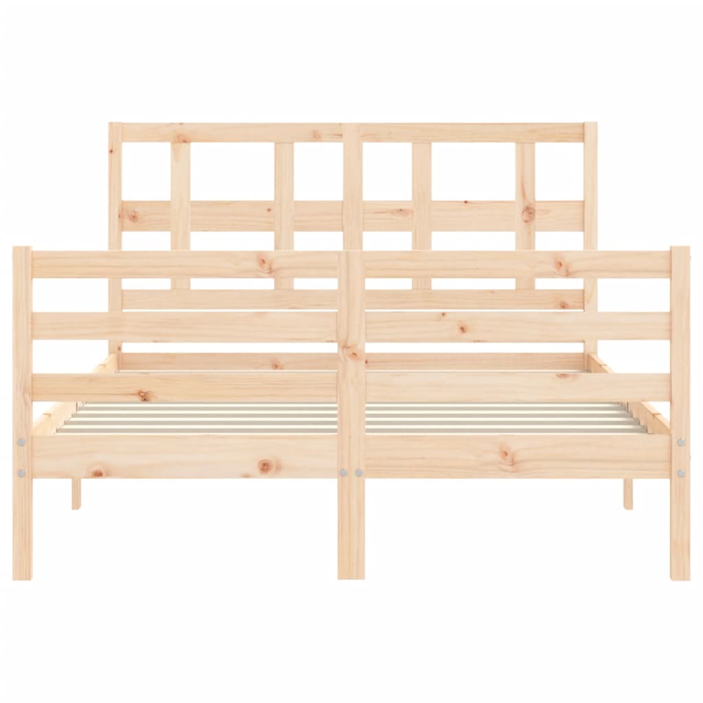 Solid wood bed frame without mattress