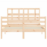 Solid wood bed frame without mattress