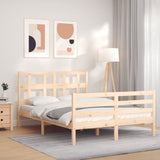 Solid wood bed frame without mattress