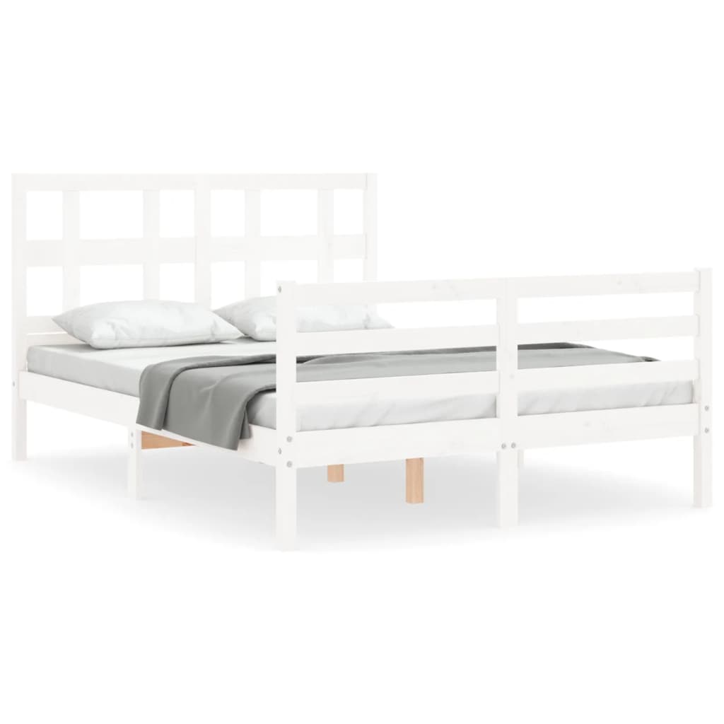 Cadre de lit sans matelas blanc bois massif