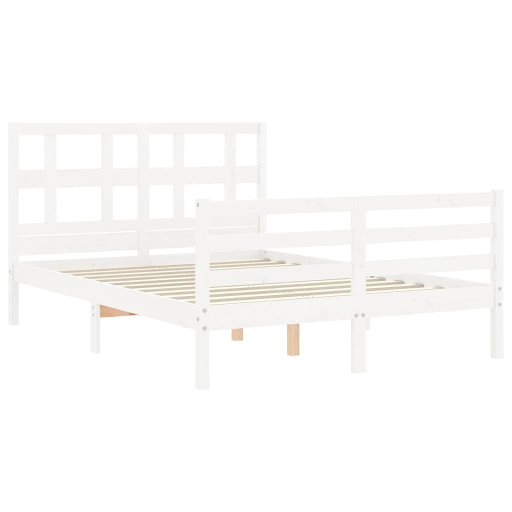 Cadre de lit sans matelas blanc bois massif