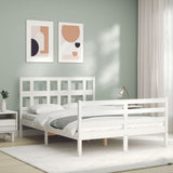 Cadre de lit sans matelas blanc bois massif