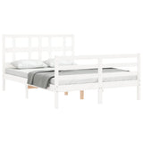 Cadre de lit sans matelas blanc bois massif