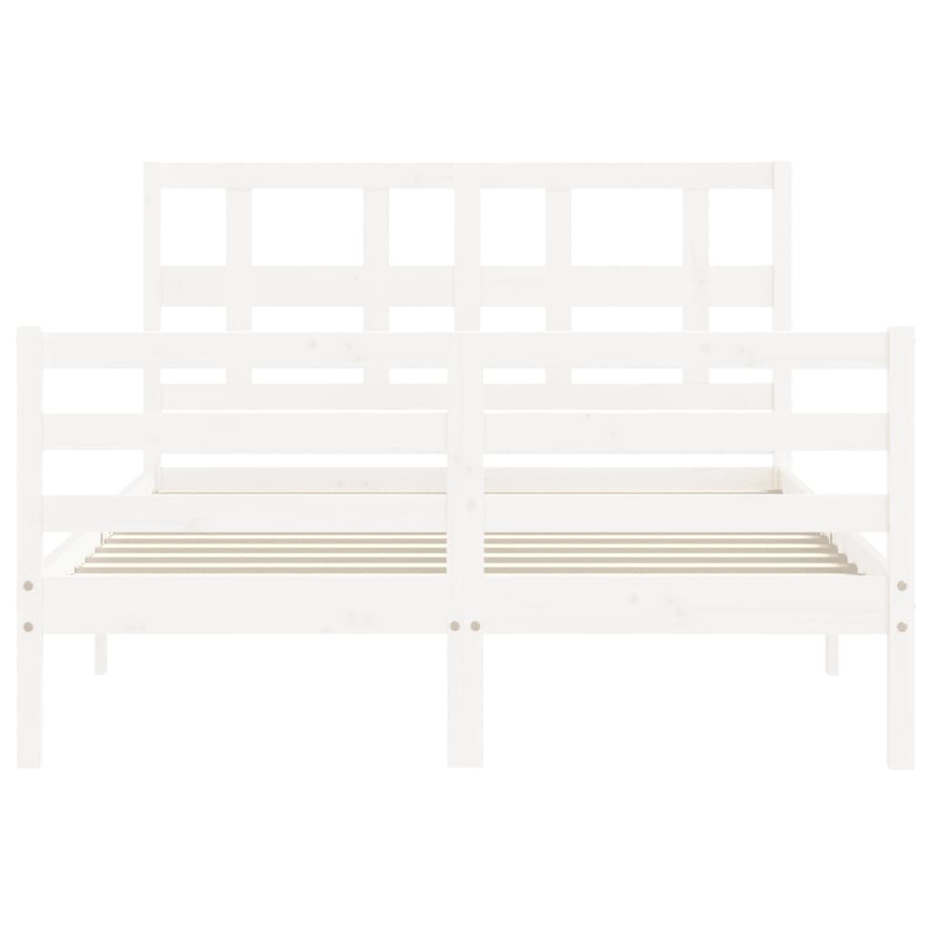 Cadre de lit sans matelas blanc bois massif