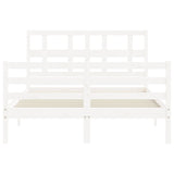 Cadre de lit sans matelas blanc bois massif