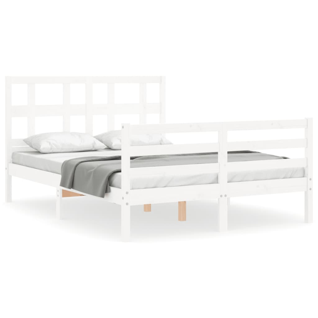 Cadre de lit sans matelas blanc 140x190 cm bois massif