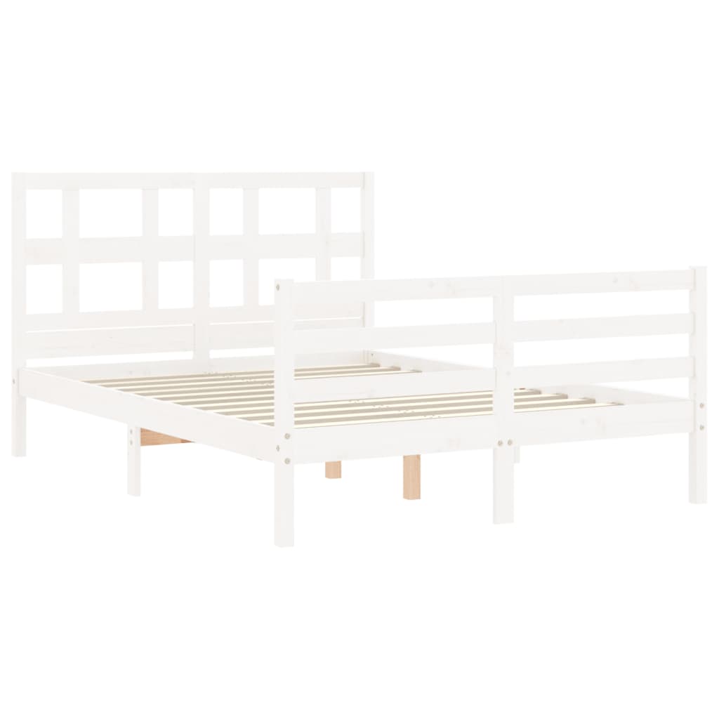 Cadre de lit sans matelas blanc 140x190 cm bois massif