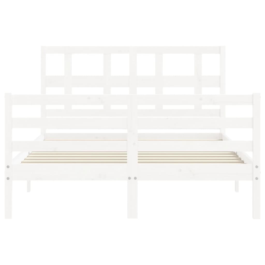 Cadre de lit sans matelas blanc 140x190 cm bois massif