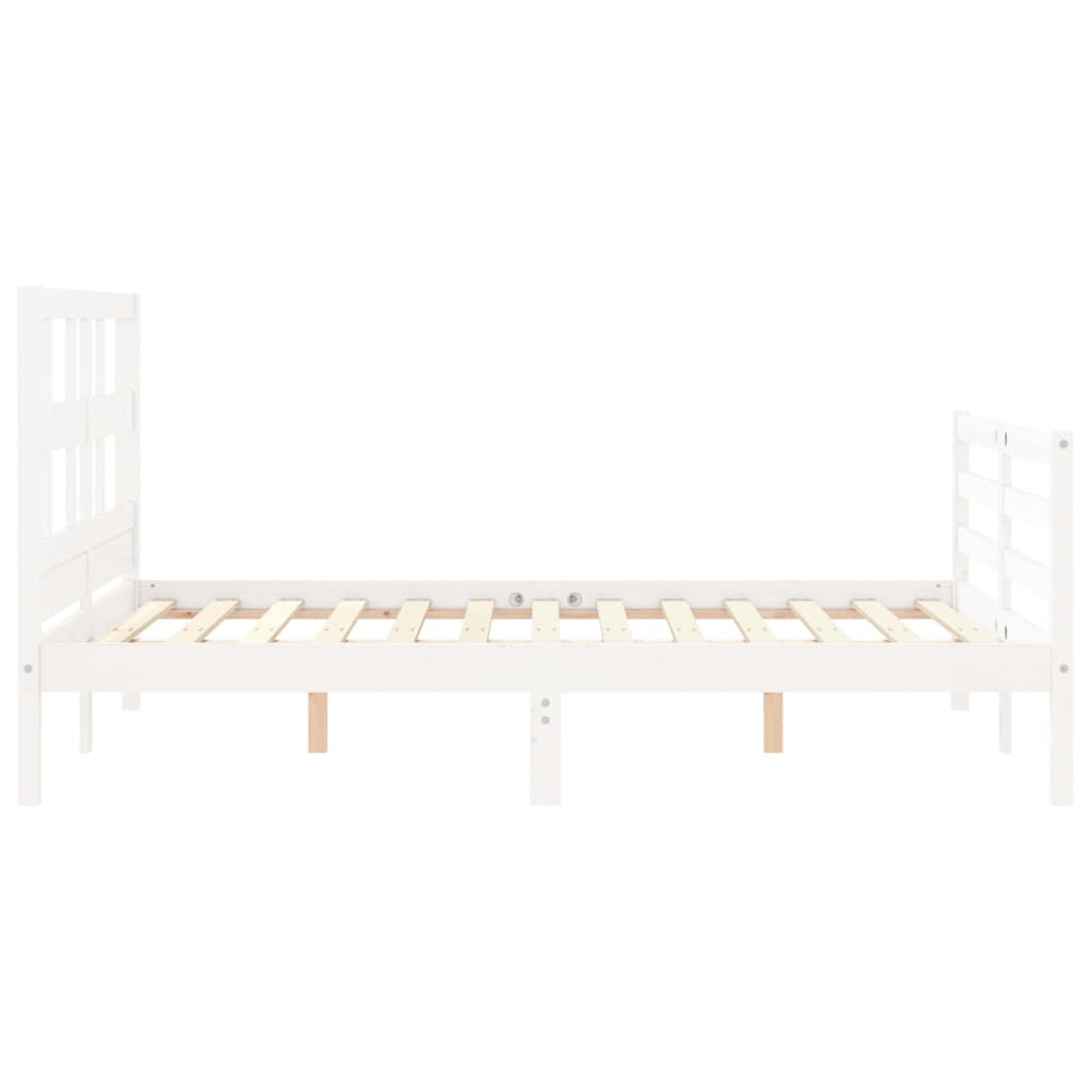 Cadre de lit sans matelas blanc 140x190 cm bois massif