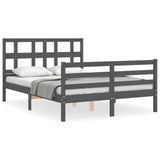 Cadre de lit sans matelas gris 140x190 cm bois massif