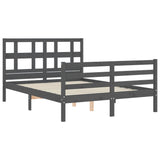 Cadre de lit sans matelas gris 140x190 cm bois massif