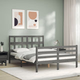 Cadre de lit sans matelas gris 140x190 cm bois massif