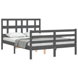 Cadre de lit sans matelas gris 140x190 cm bois massif