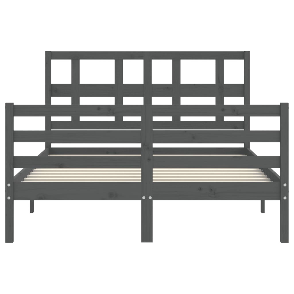 Cadre de lit sans matelas gris 140x190 cm bois massif