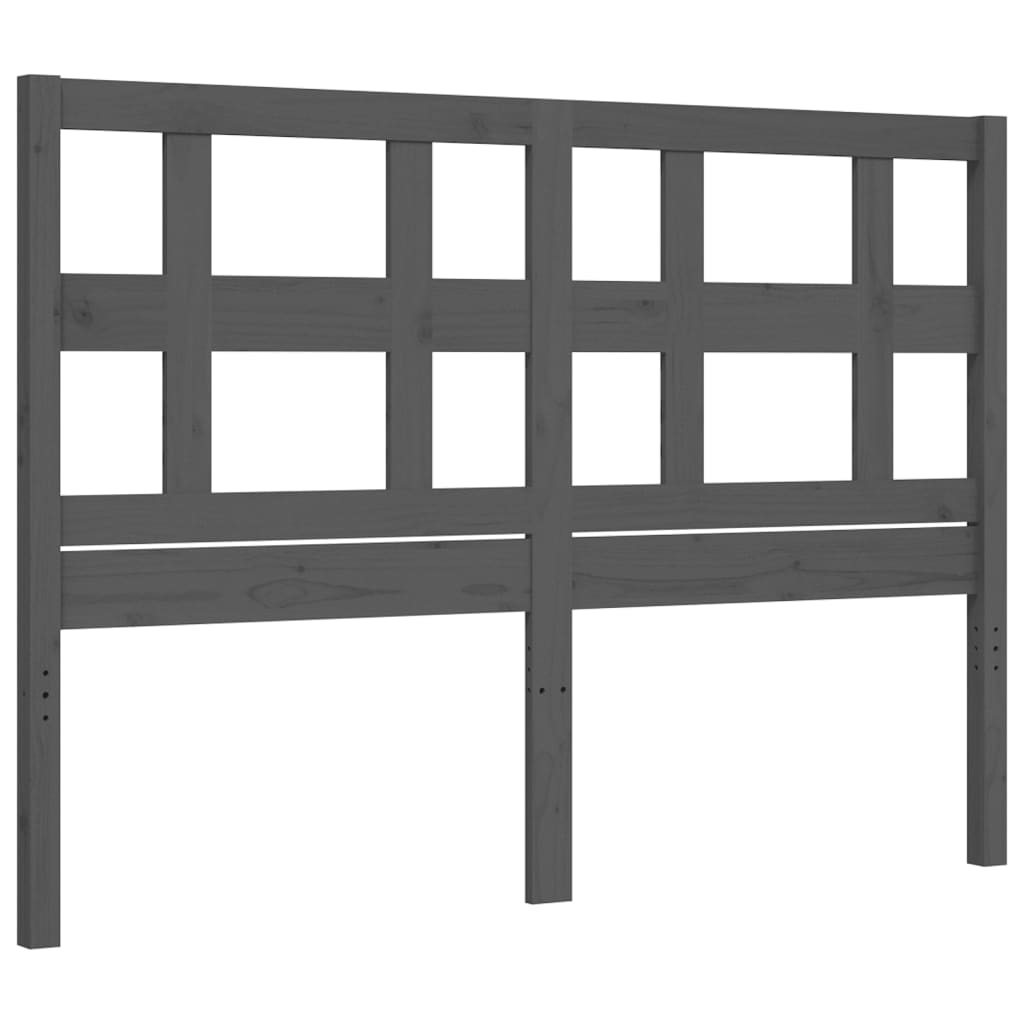 Cadre de lit sans matelas gris 140x190 cm bois massif