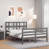 Cadre de lit sans matelas gris 140x190 cm bois massif