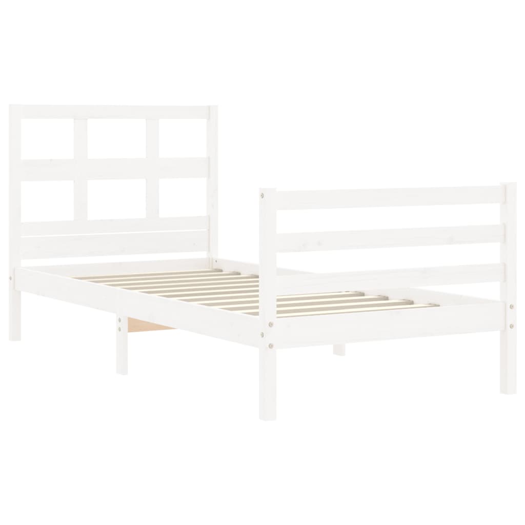 Cadre de lit sans matelas blanc 90x200 cm bois massif