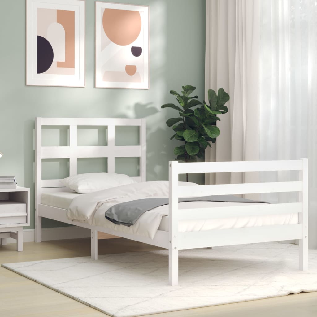 Cadre de lit sans matelas blanc 90x200 cm bois massif