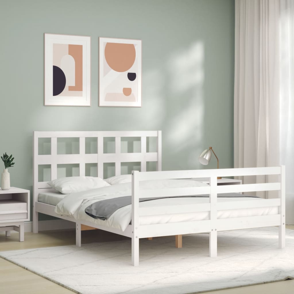 Bed frame without mattress white 120x200 cm solid wood