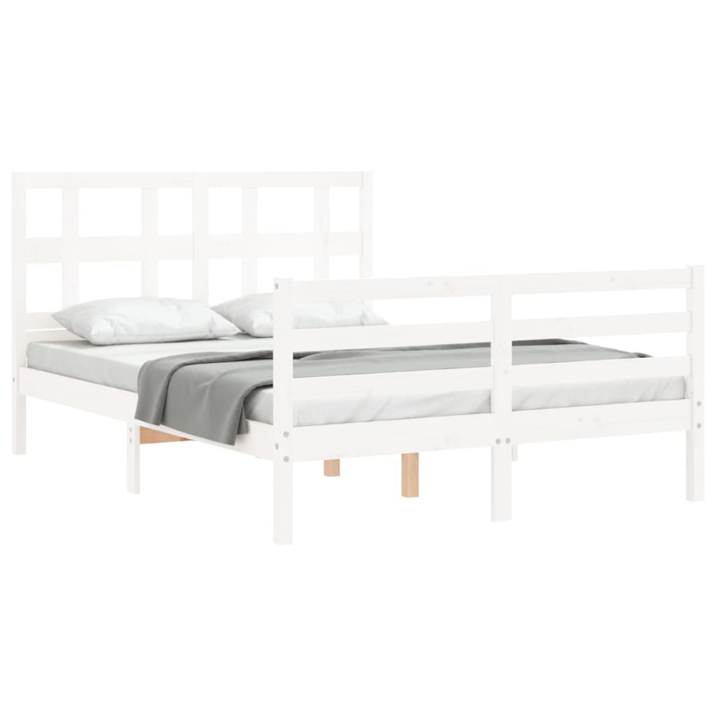 Bed frame without mattress white 120x200 cm solid wood