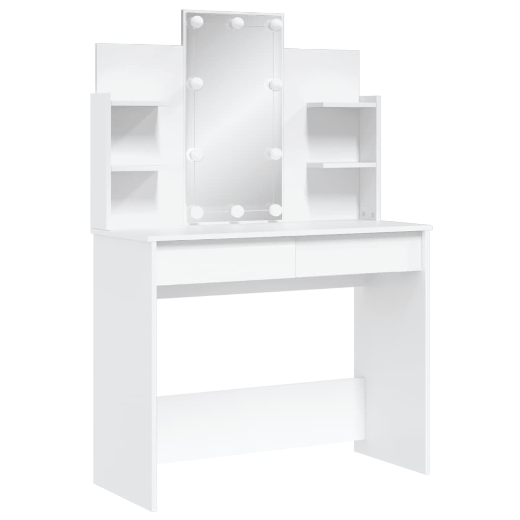 Dressing table with LED lights white 96x40x142 cm