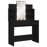 Dressing table with LED lights black 96x40x142 cm