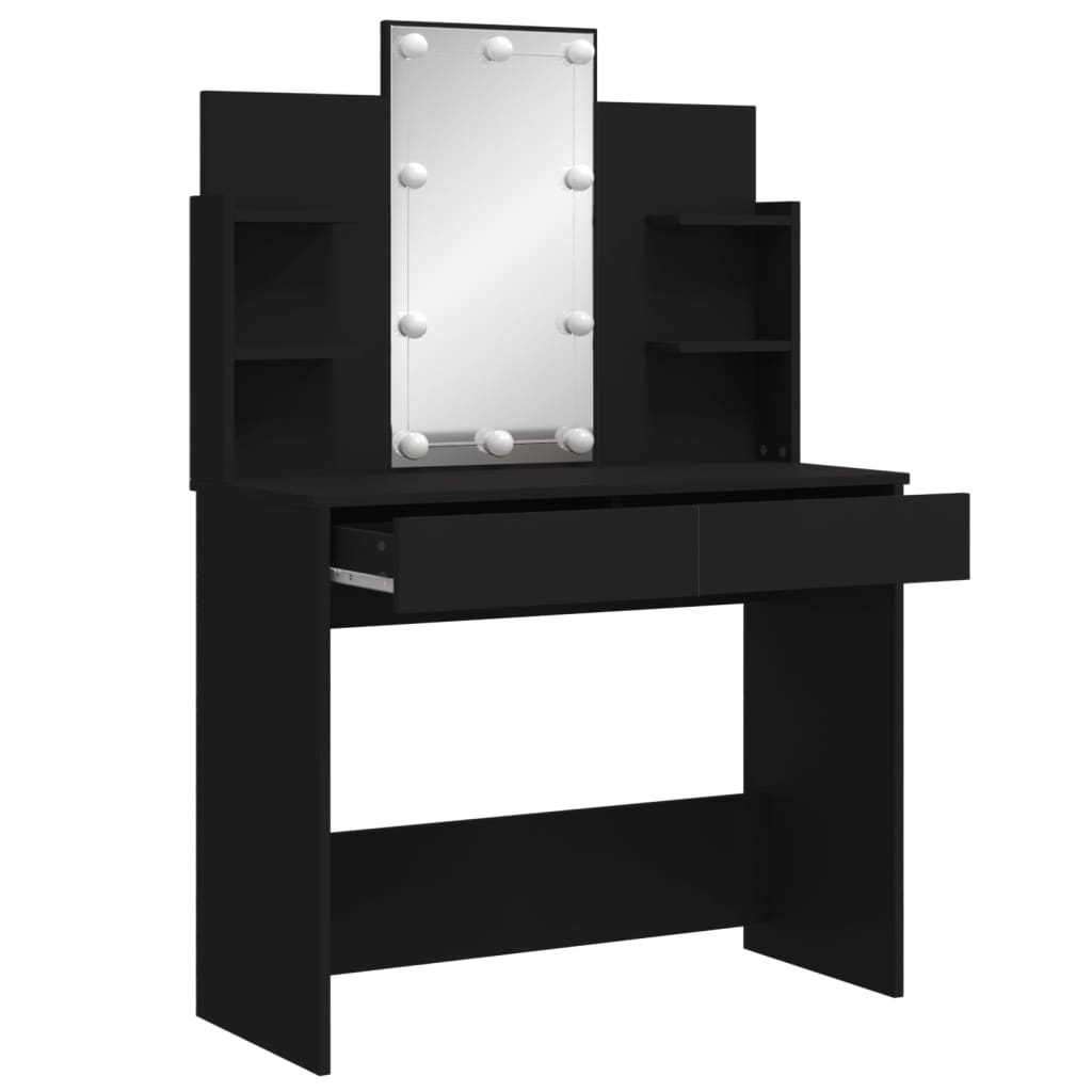 Dressing table with LED lights black 96x40x142 cm