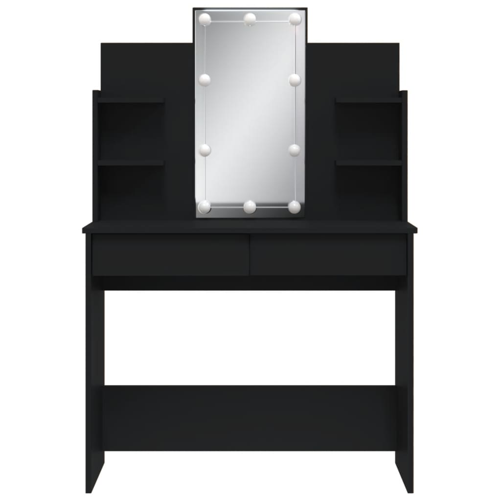 Dressing table with LED lights black 96x40x142 cm