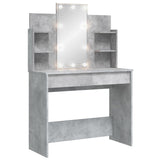 Dressing table with LED lights concrete gray 96x40x142 cm