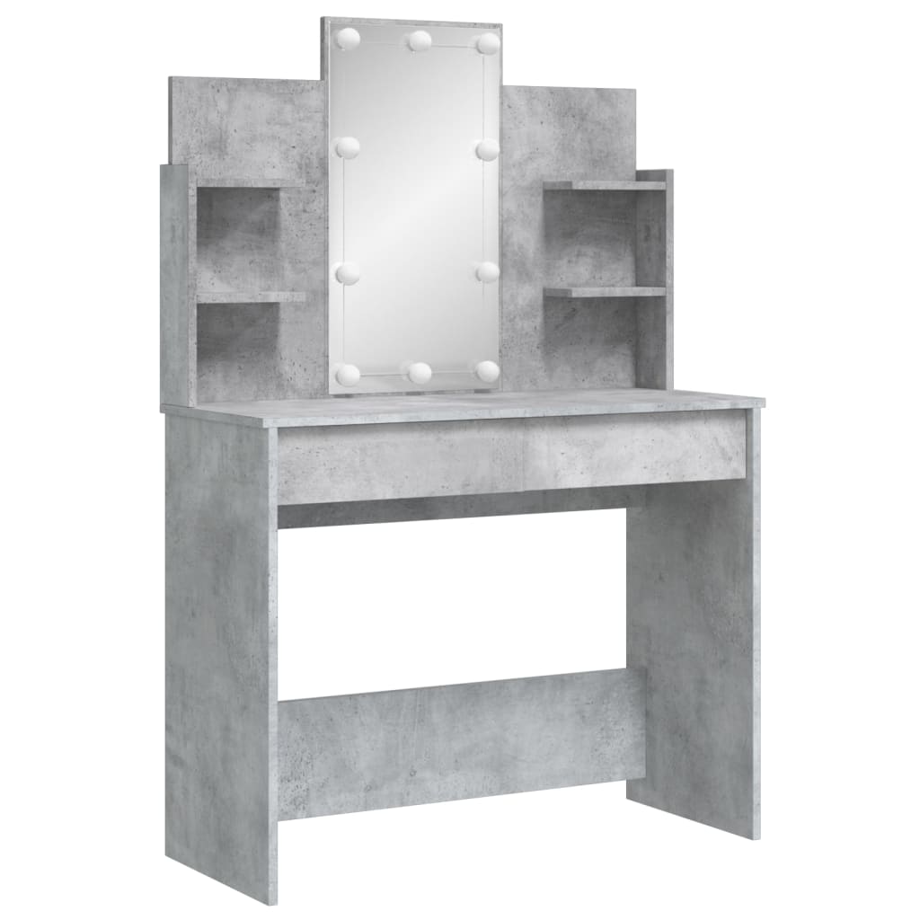 Dressing table with LED lights concrete gray 96x40x142 cm