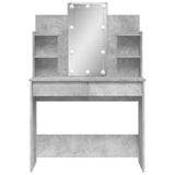 Dressing table with LED lights concrete gray 96x40x142 cm