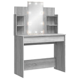 Dressing table with LED lights sonoma gray 96x40x142 cm