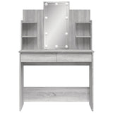 Dressing table with LED lights sonoma gray 96x40x142 cm