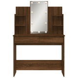 Dressing table with LED lights brown oak 96x40x142 cm