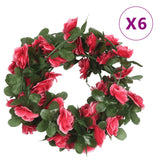 Guirlandes de fleurs de Noël 6 pcs rouge rosé 250 cm