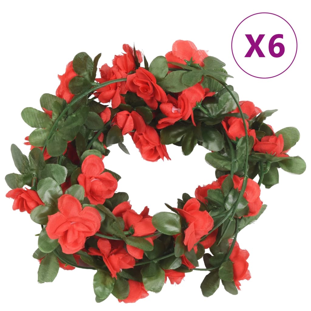 Guirlandes de fleurs de Noël 6 pcs rouge 250 cm