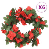 Guirlandes de fleurs de Noël 6 pcs rouge 250 cm