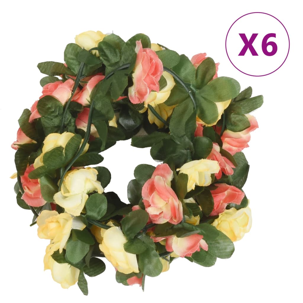 Christmas Flower Garlands 6pcs Bright Red 250cm