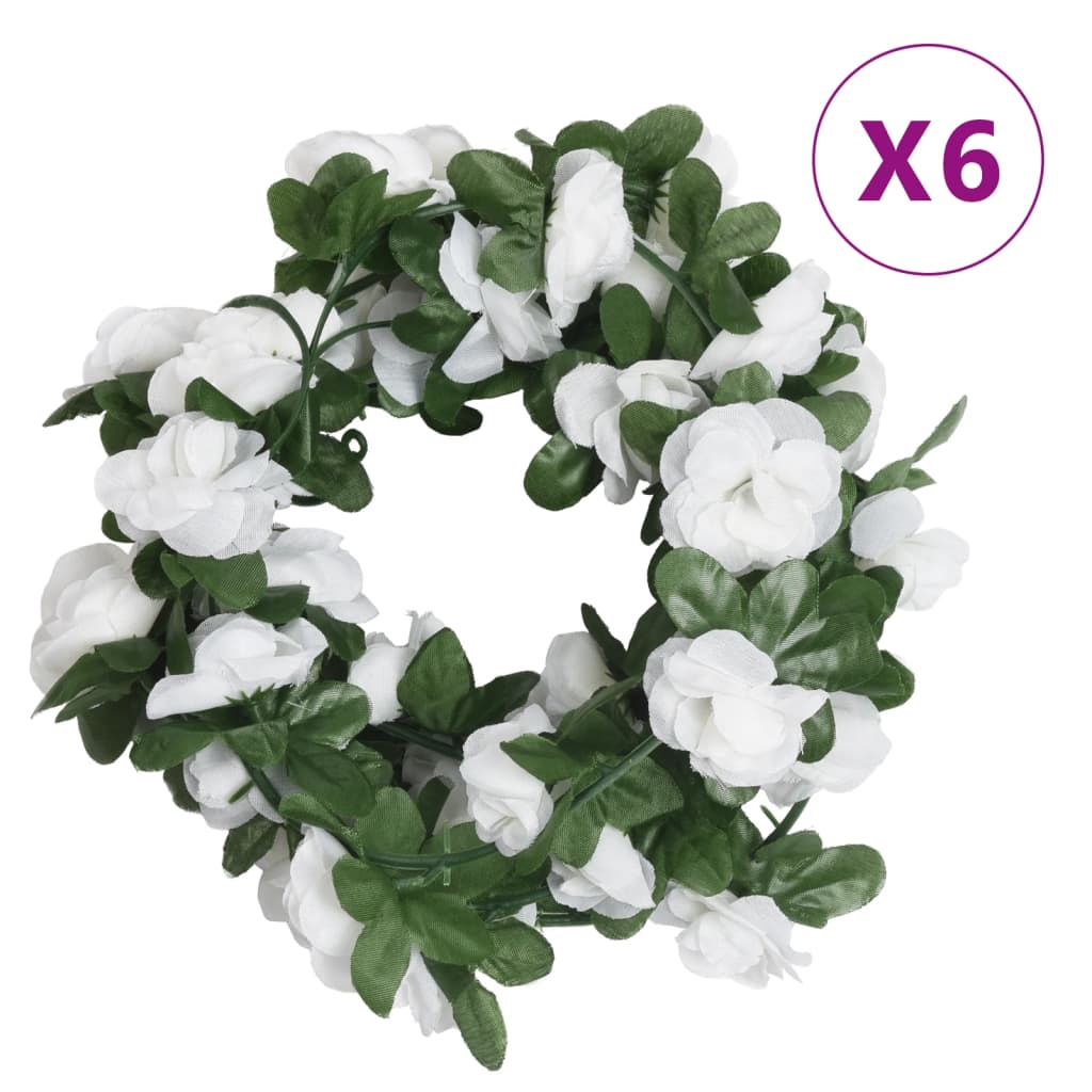 Christmas flower garlands 6 pcs white 250cm