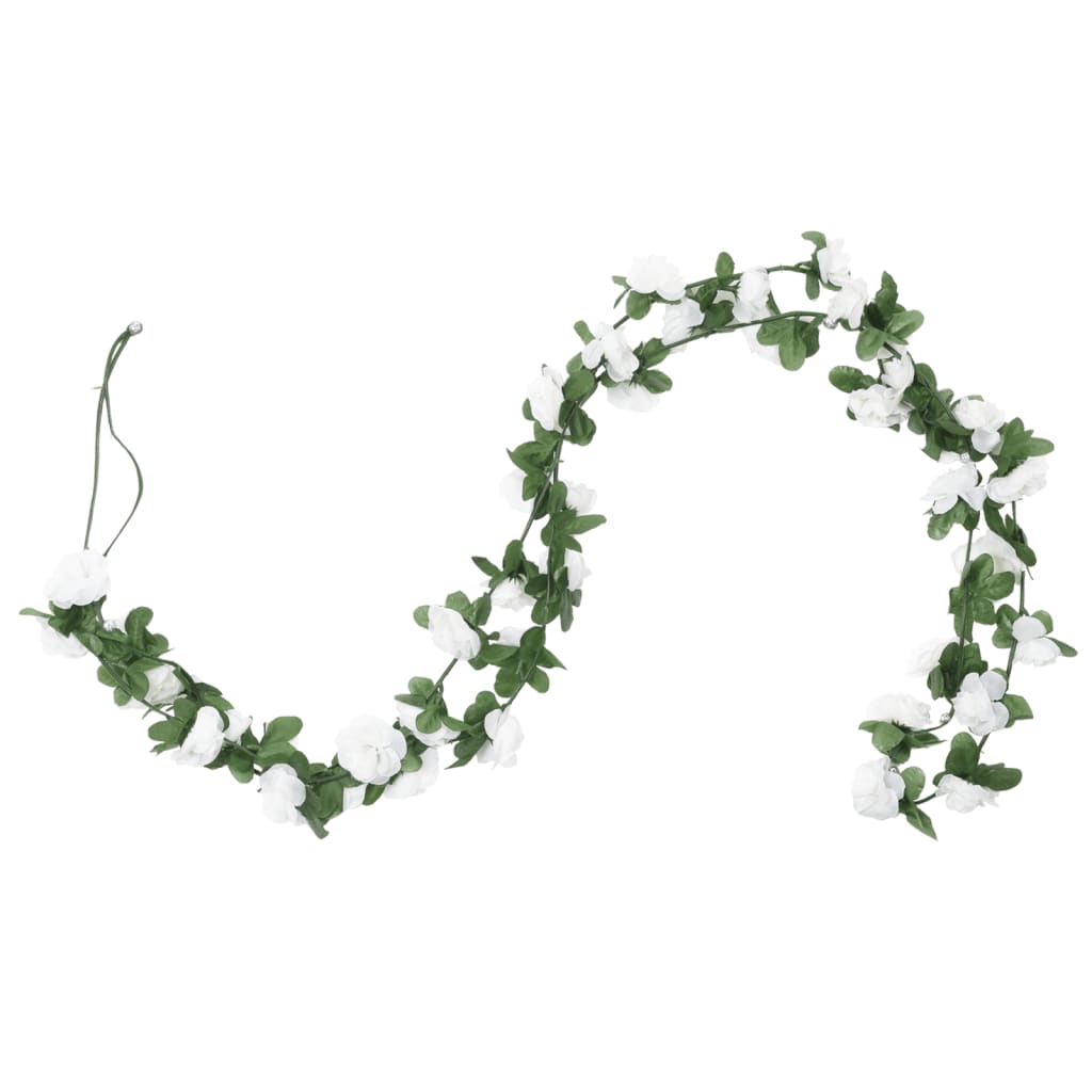 Christmas flower garlands 6 pcs white 250cm