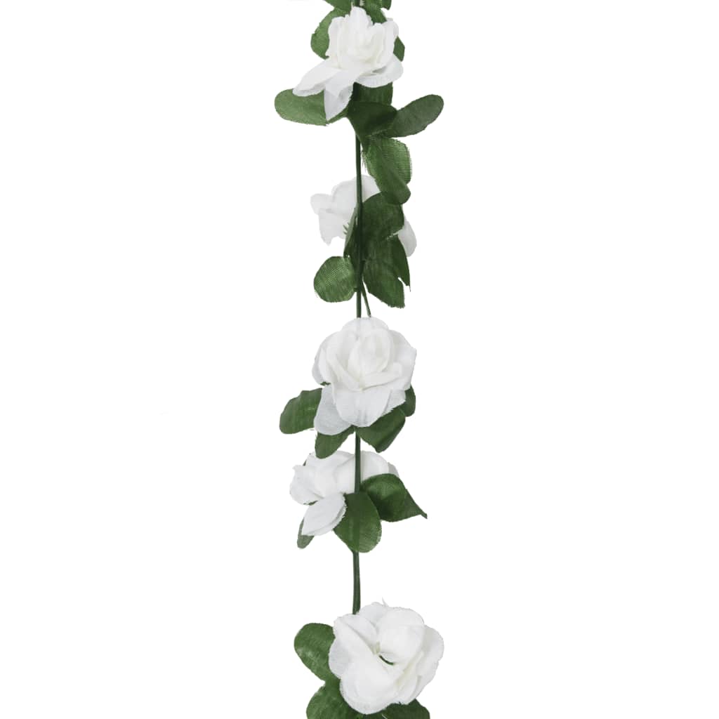 Christmas flower garlands 6 pcs white 250cm