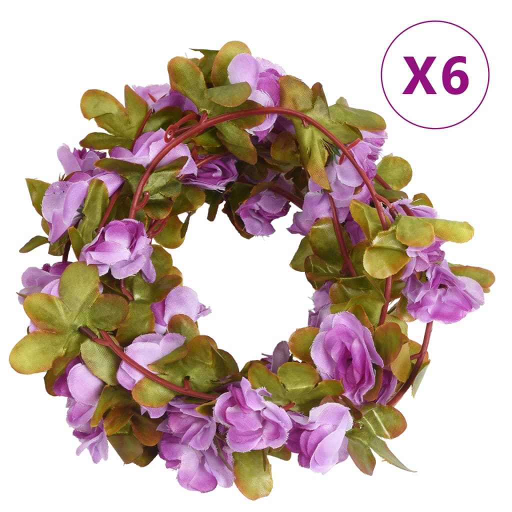 Guirlandes de fleurs de Noël 6 pcs violet clair 250 cm