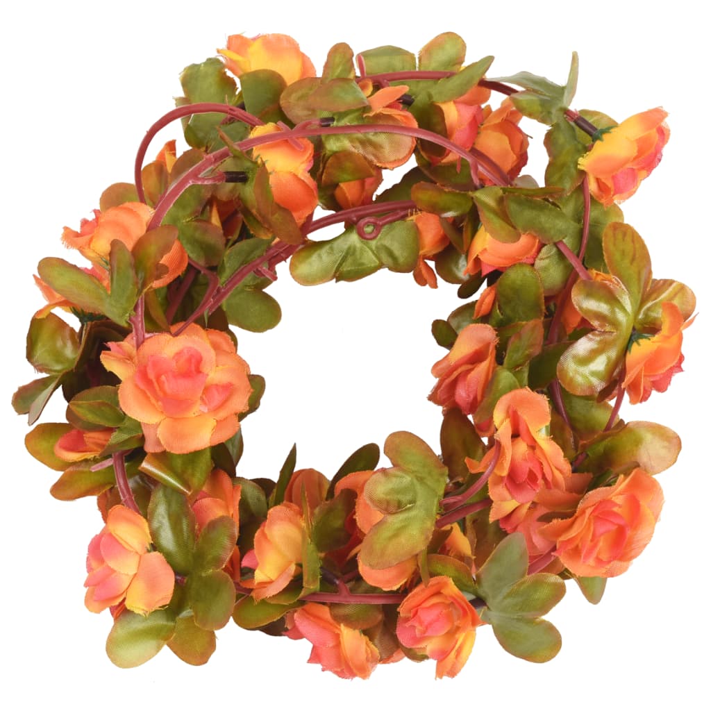 Guirlandes de fleurs de Noël 6 pcs orange 250 cm