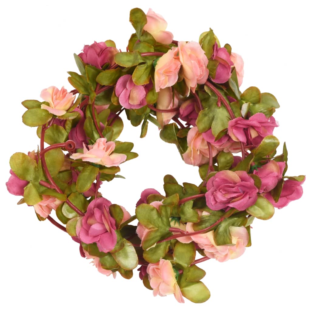 Christmas flower garlands 6 pcs pink red 250cm