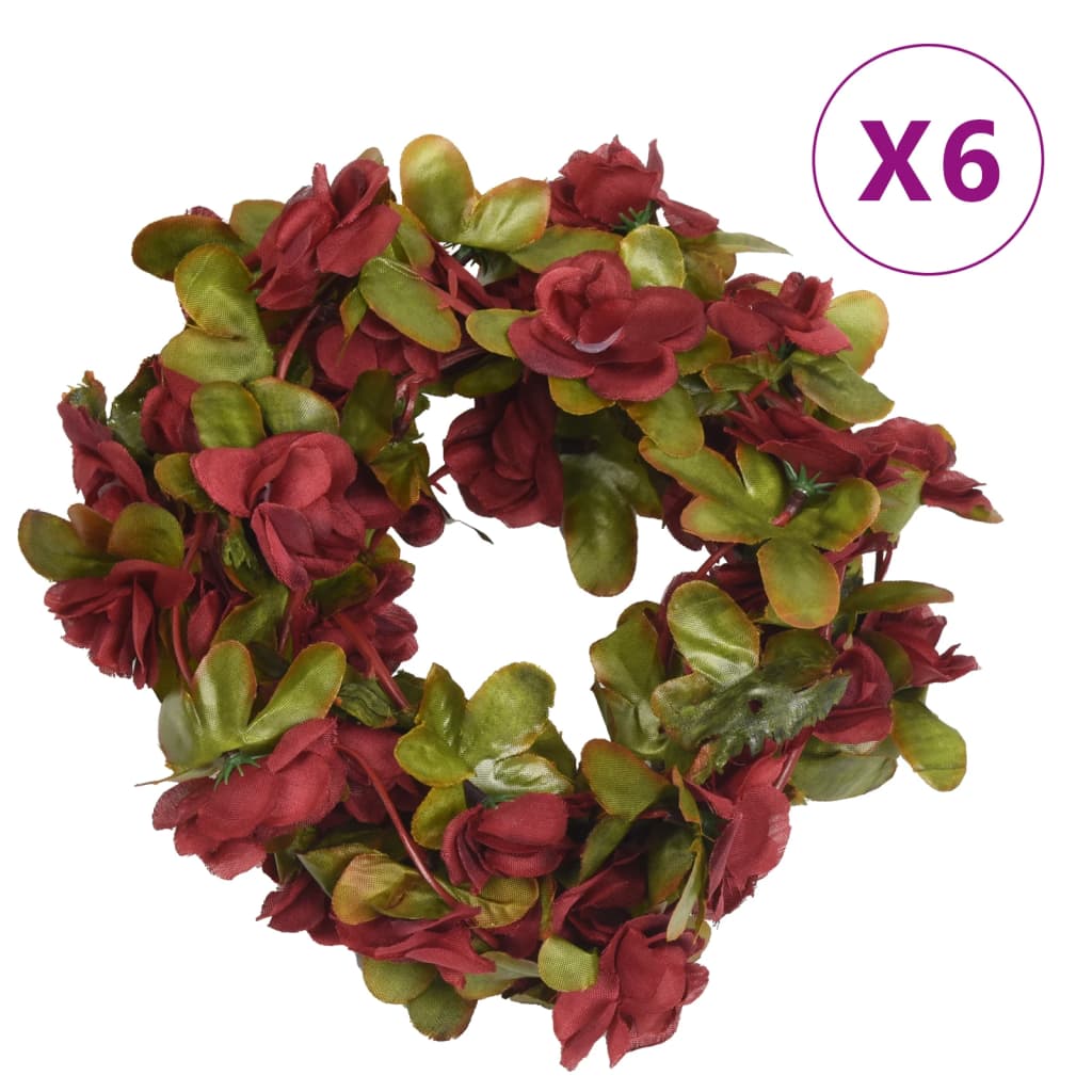 Christmas flower garlands 6 pcs burgundy red 250cm