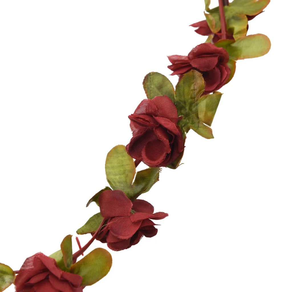 Christmas flower garlands 6 pcs burgundy red 250cm