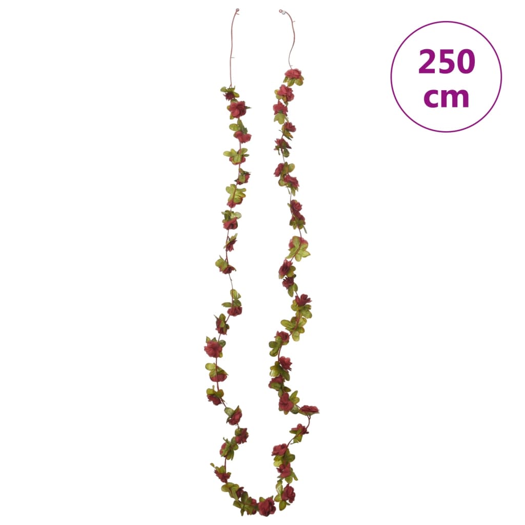 Christmas flower garlands 6 pcs burgundy red 250cm